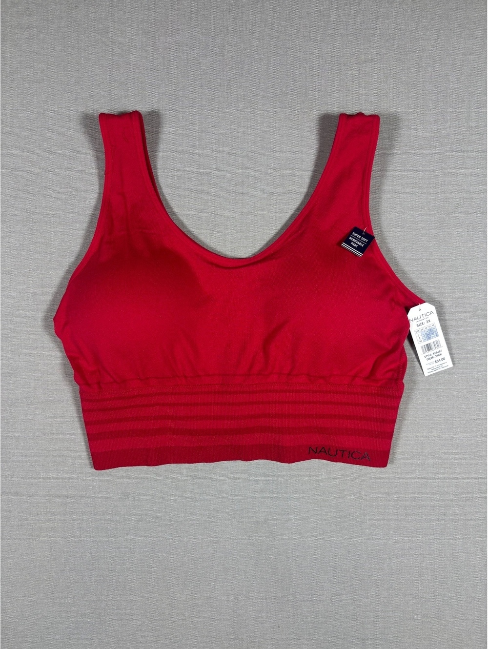 NWT Nautica Intimates Red Ribbed Seamless Bra Sports Bralette Plus 3X NT8487